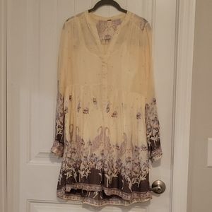Free People Cream Floral Woven Dress, Small